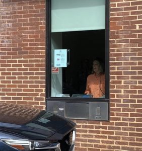 Drive-thru window at the Old Courthouse and Clerk Witt MAY be there 