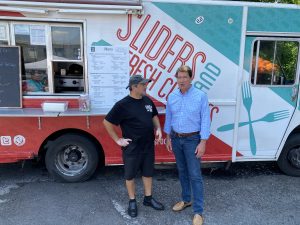 Gabriel and Hagerty discuss the food truck business 