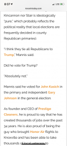 Mannis reportedly told reporter who he voted for besides Trump