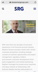 Stephen Susano bio on Stones River Group website