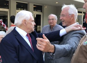 Senator Ken Yager tapping Rep. Travis last year at the Roane State Community College