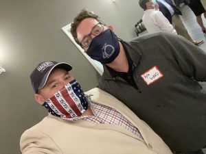 Knox County Commissioner Kyle Ward (wearing his 40 under 40 mask) and I 