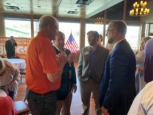 Whitehead and Biggs talk with supporters