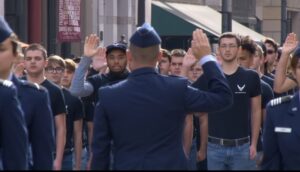About 30 new enlisted soldiers were sworn into the military during the parade today. A first 