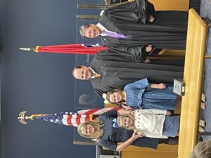 Davis family with retiring Judge Emery